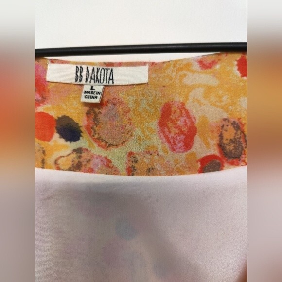 BB Dakota Sleeveless yellow splash print  Dress size L - Picture 5 of 6